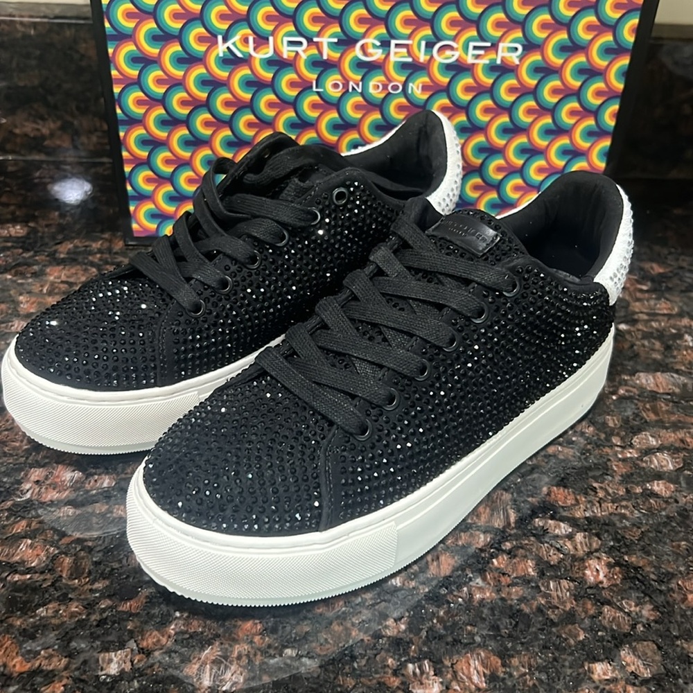 Kurt Geiger Laney crystal black fabric sneakers